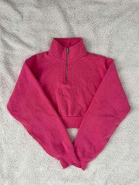 TNA 1/4 zip sweater hot pink xs casual athletic